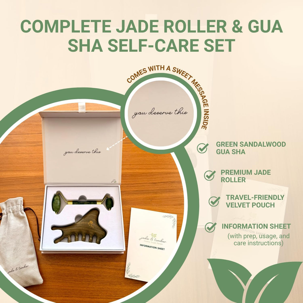 Jade Roller & Gua Sha Facial Set