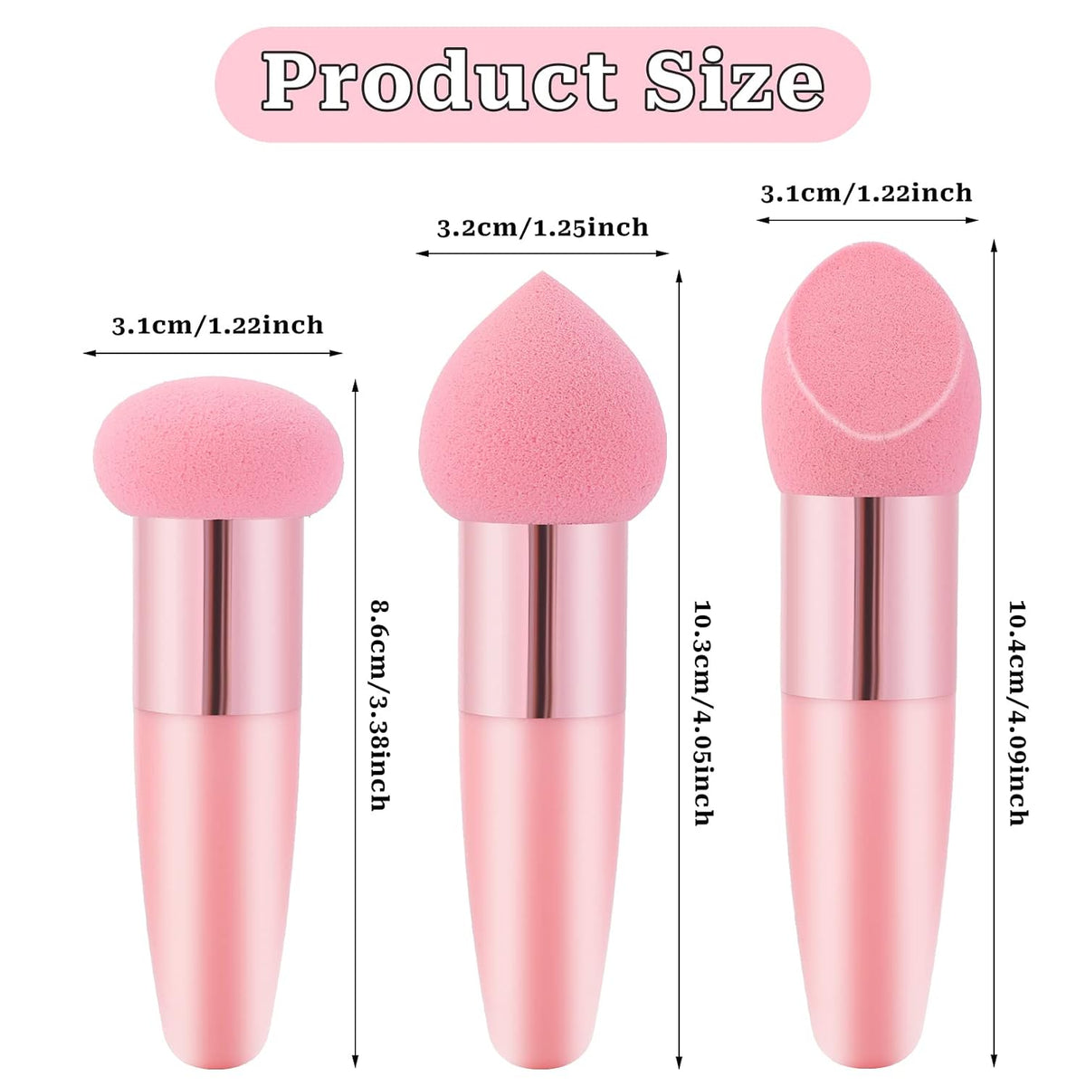 Handled Makeup Sponge Set (3PCS)